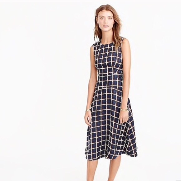 J. Crew Dresses & Skirts - EUC J. Crew Silk Twill Window Pane A Line Dress 12